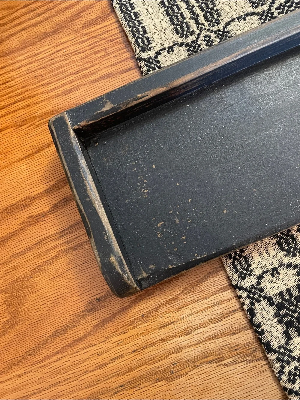 Distressed Black Wooden Tray